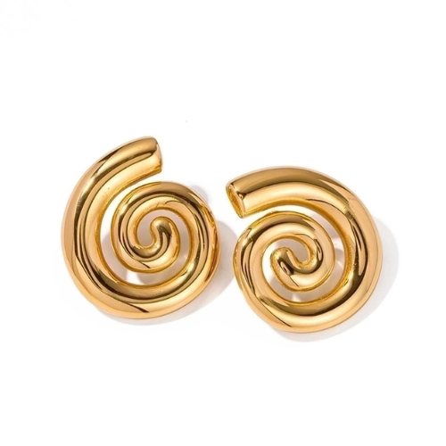 18K Gold Plated Spiral Shell Earrings