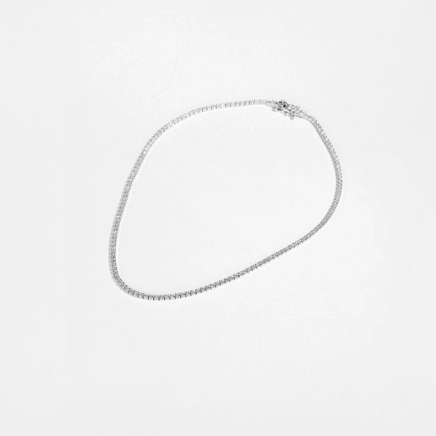 Sterling Silver Tennis Necklace with Zircon Sparkle - My Store