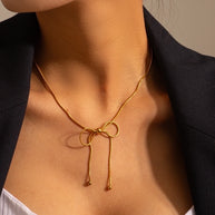 Gold Bow Tie Necklace - My Store