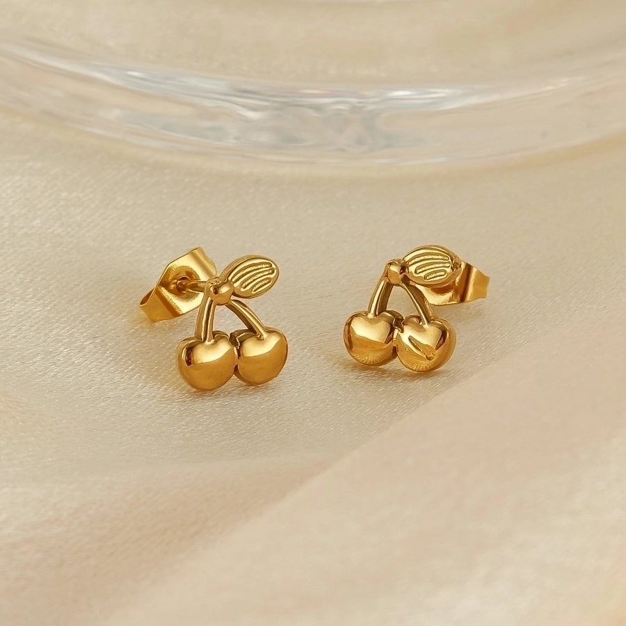 Bella Gold Cherry Ear Studs