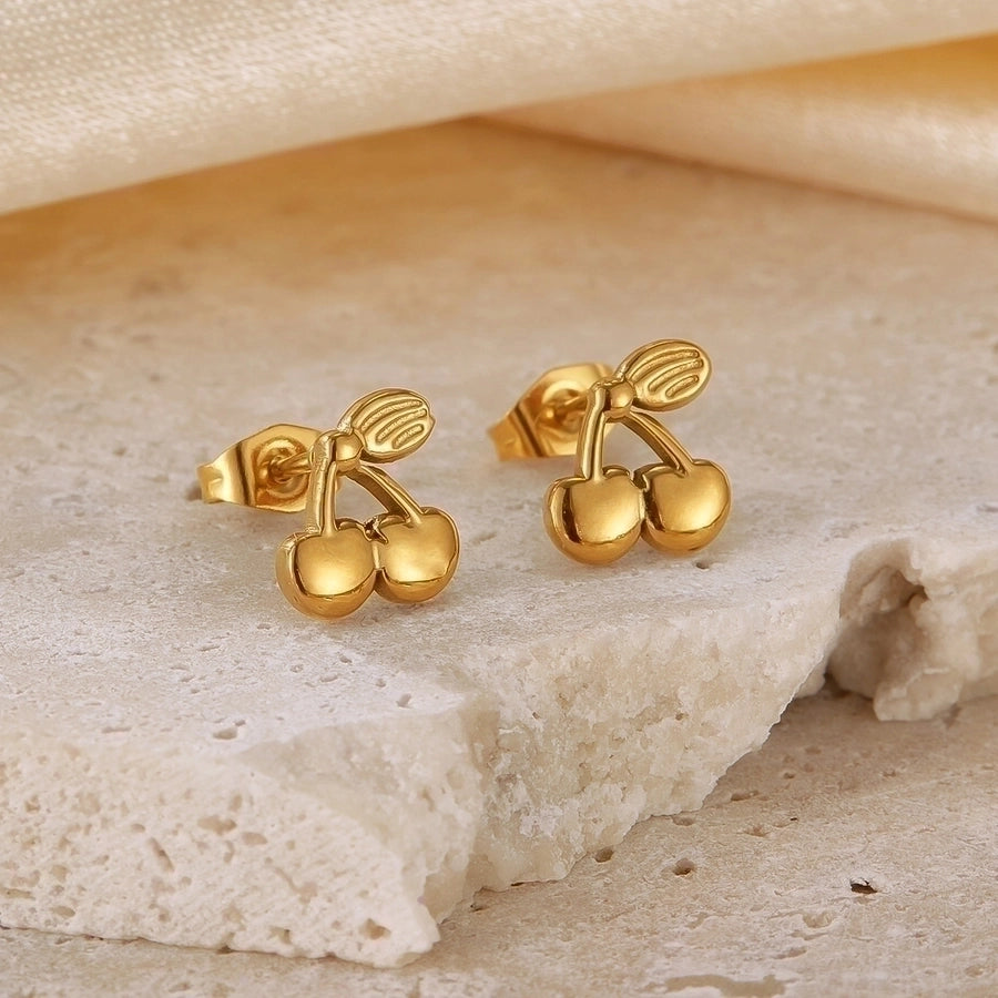 Bella Gold Cherry Ear Studs