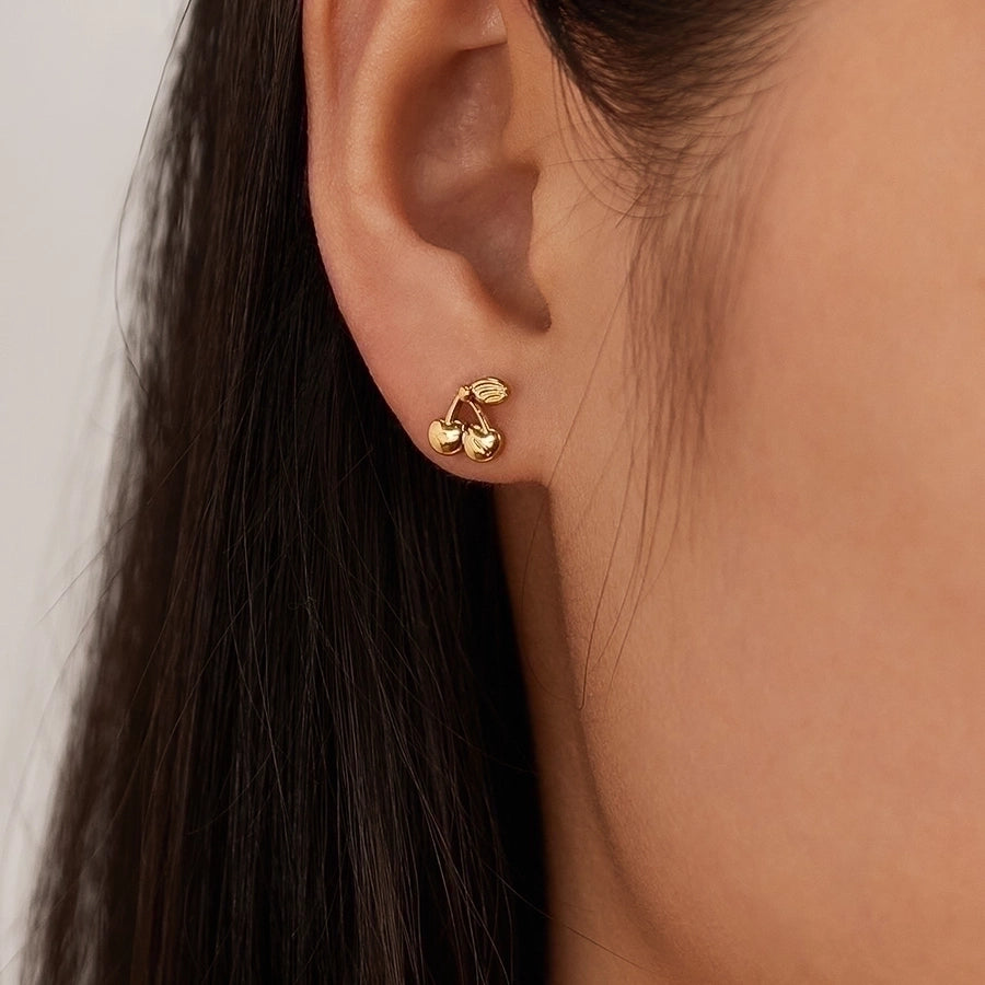 Bella Gold Cherry Ear Studs