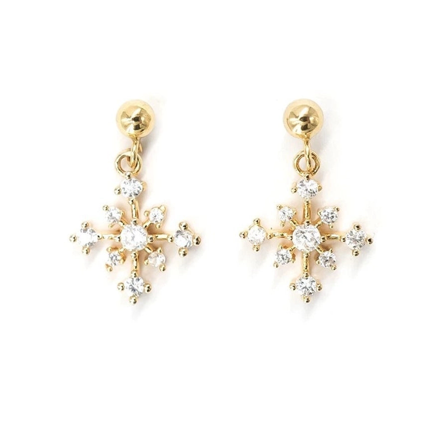 Gold Snowflake Drop Earrings