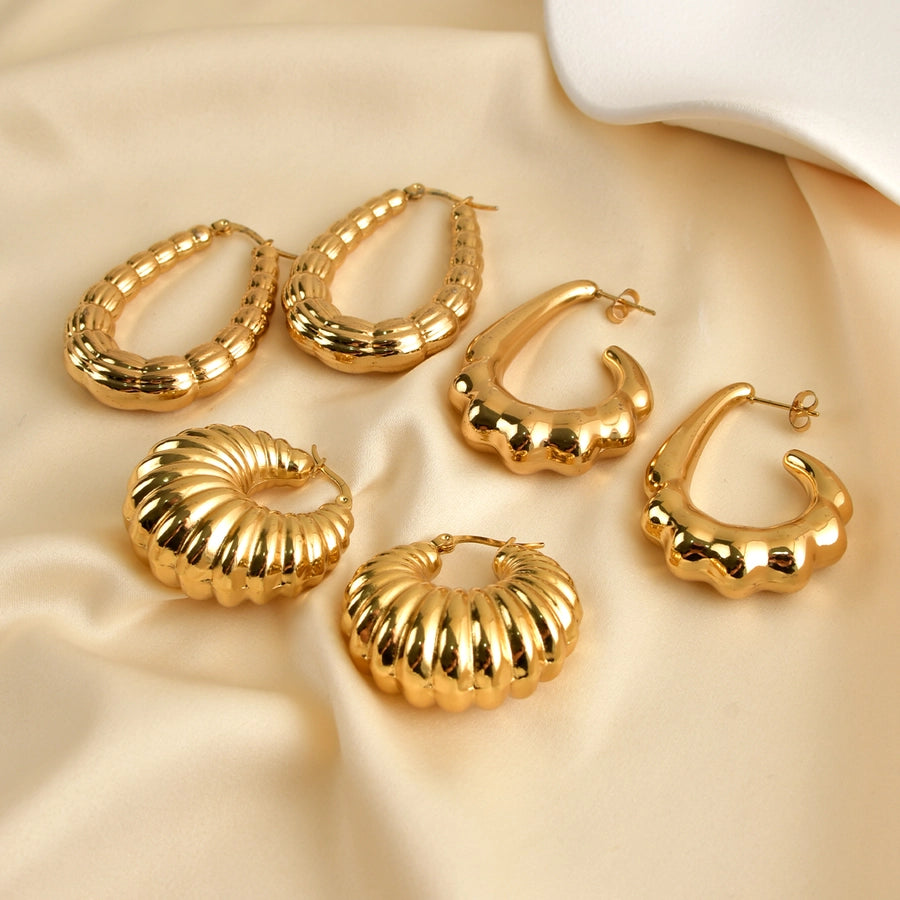 Retro Geometric Gold Plated Ear Studs - My Store