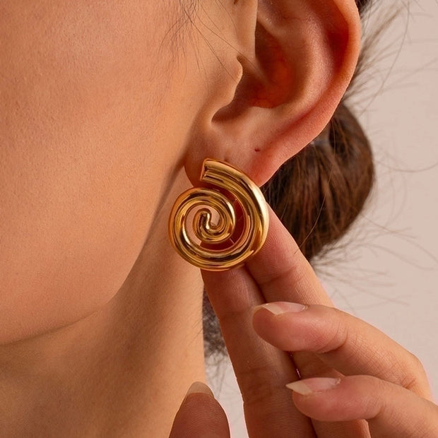 Gold Spiral Shell Earrings - My Store