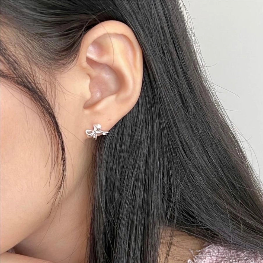 Sterling Silver Mini Bow Knot Ear Studs - My Store