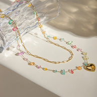 Golden Heartbeat Double Layer Necklace - My Store