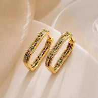 Elongated Golden Zircon Earrings - My Store