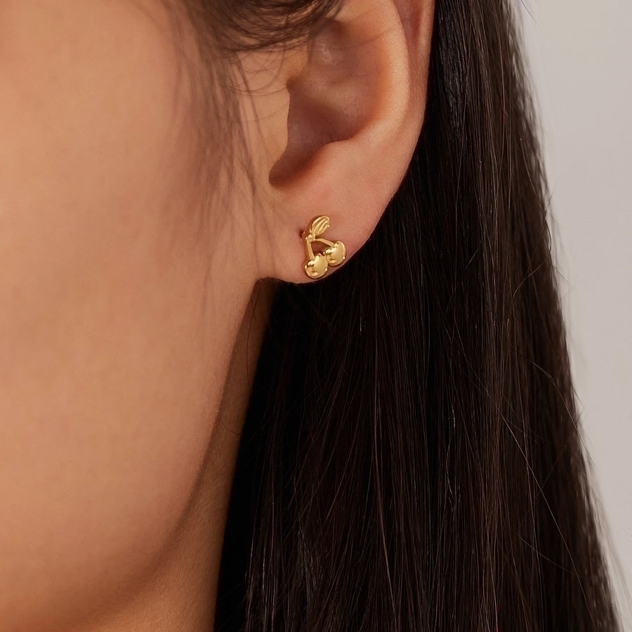 Bella Gold Cherry Ear Studs