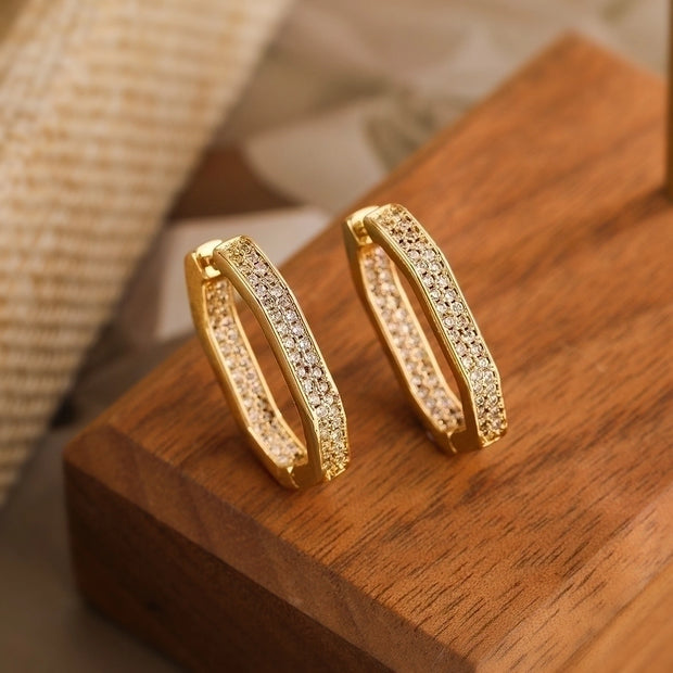 Elongated Golden Zircon Earrings - My Store