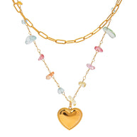 Golden Heartbeat Double Layer Necklace - My Store