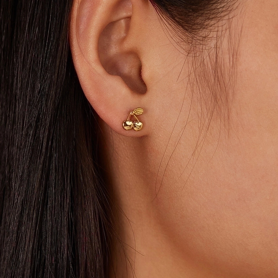 Bella Gold Cherry Ear Studs