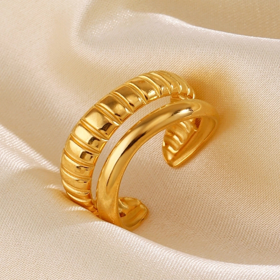 Gold Double Line Open Ring - My Store