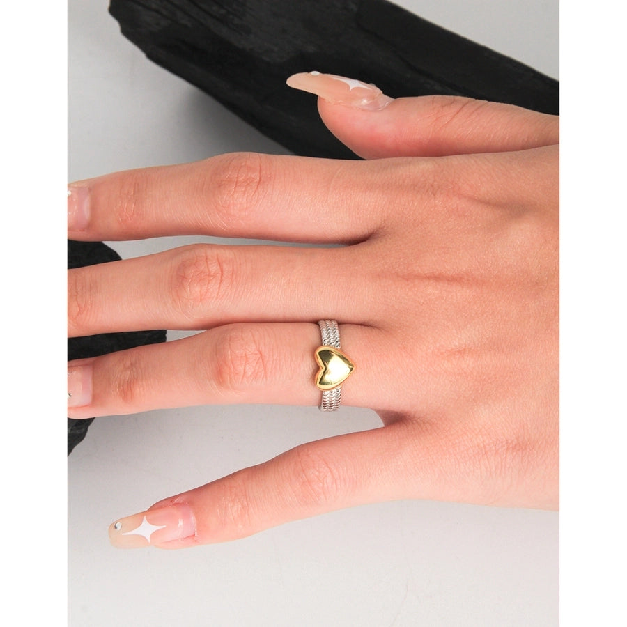 Sterling Silver and Gold Heart Ring - My Store