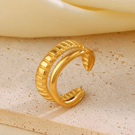 Gold Double Line Open Ring - My Store