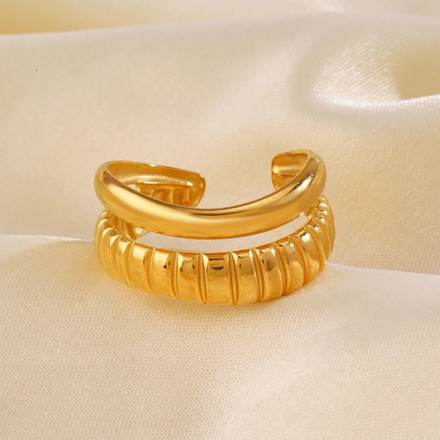 Gold Double Line Open Ring - My Store