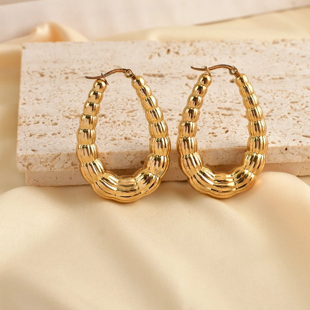 Retro Geometric Gold Plated Ear Studs - My Store