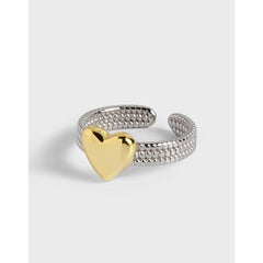 Sterling Silver and Gold Heart Ring - My Store