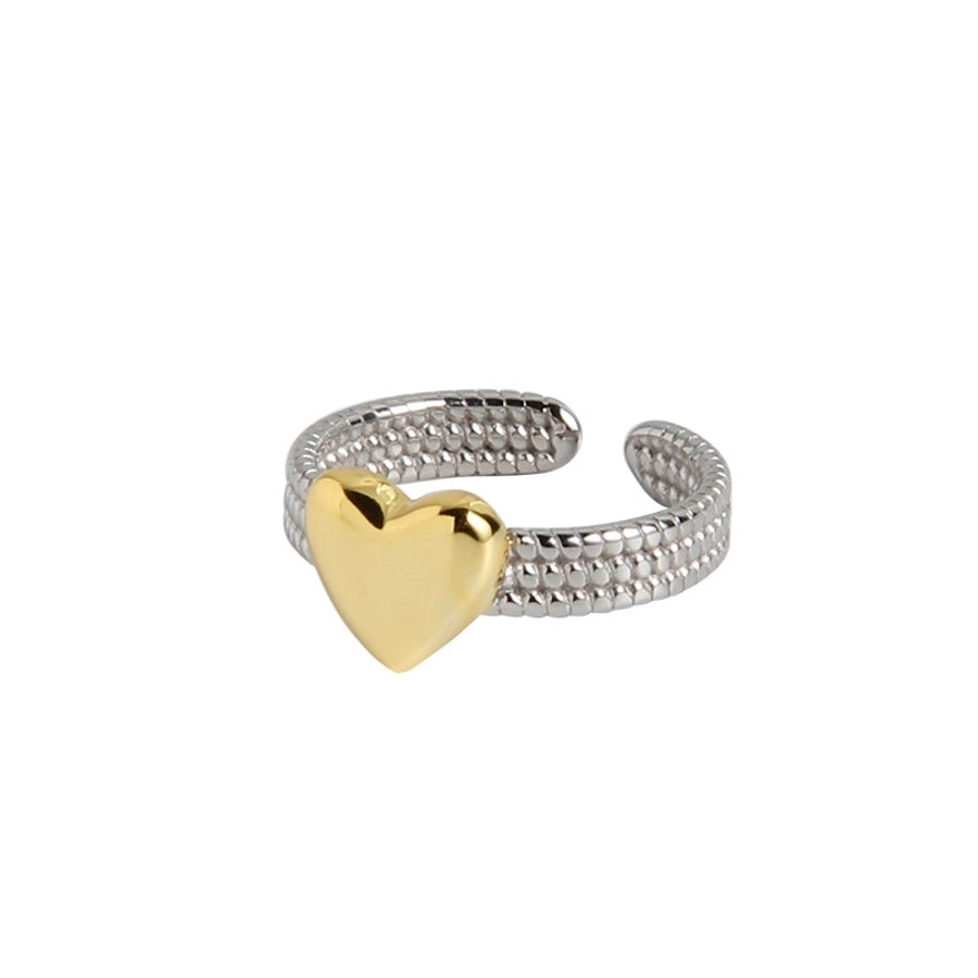 Sterling Silver and Gold Heart Ring - My Store