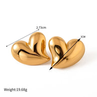 French Heart-Shaped Gold Plated Ear Studs - My Store