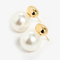 1 Pair Retro French Style Commute Geometric Inlay 304 Stainless Steel Artificial Pearls 18K Gold Plated Ear Studs - My Store