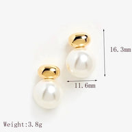 1 Pair Retro French Style Commute Geometric Inlay 304 Stainless Steel Artificial Pearls 18K Gold Plated Ear Studs - My Store