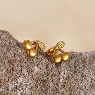 Bella Gold Cherry Ear Studs