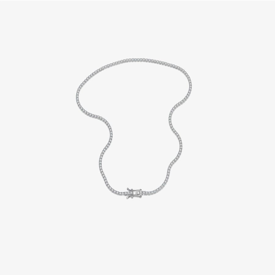 Sterling Silver Tennis Necklace with Zircon Sparkle - My Store