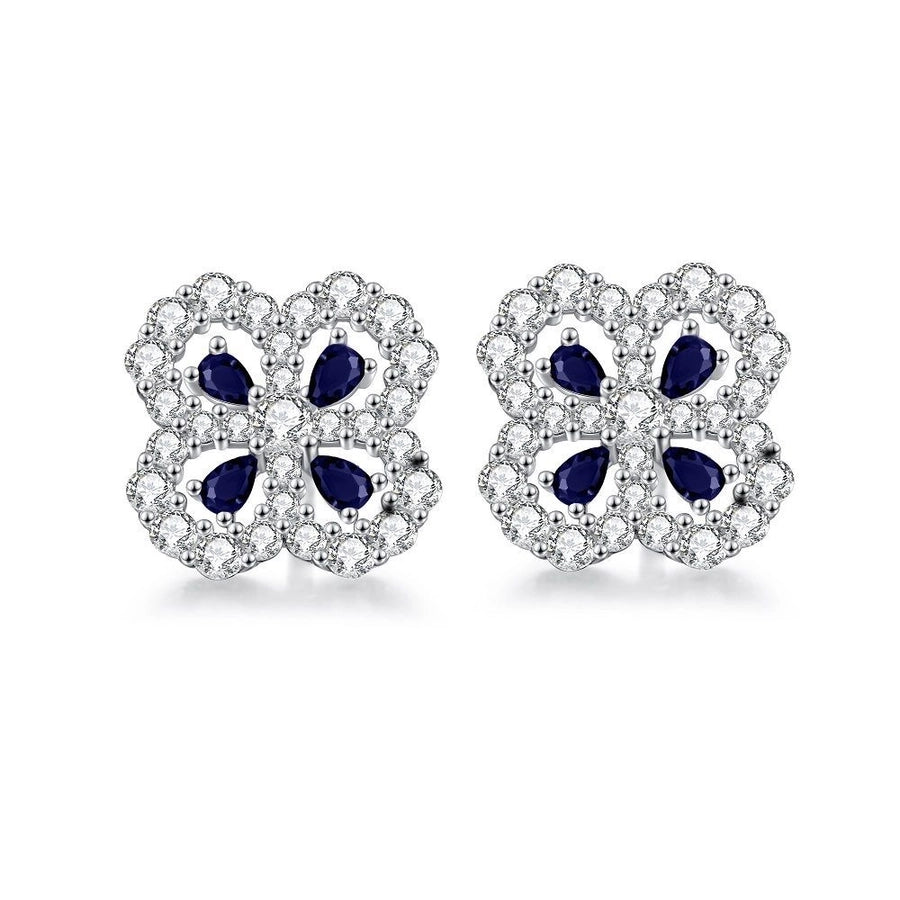 Sterling Silver Clover Diamond Ear Studs