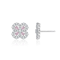 Sterling Silver Clover Diamond Ear Studs