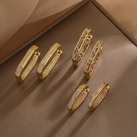 Elongated Golden Zircon Earrings - My Store