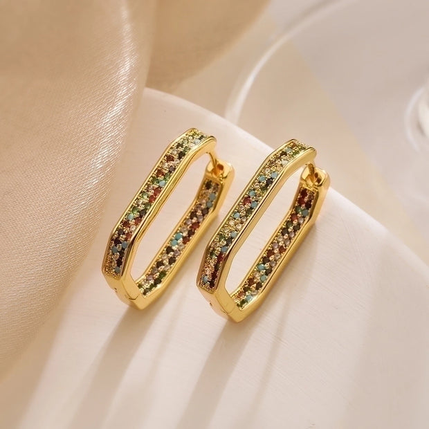 Elongated Golden Zircon Earrings - My Store