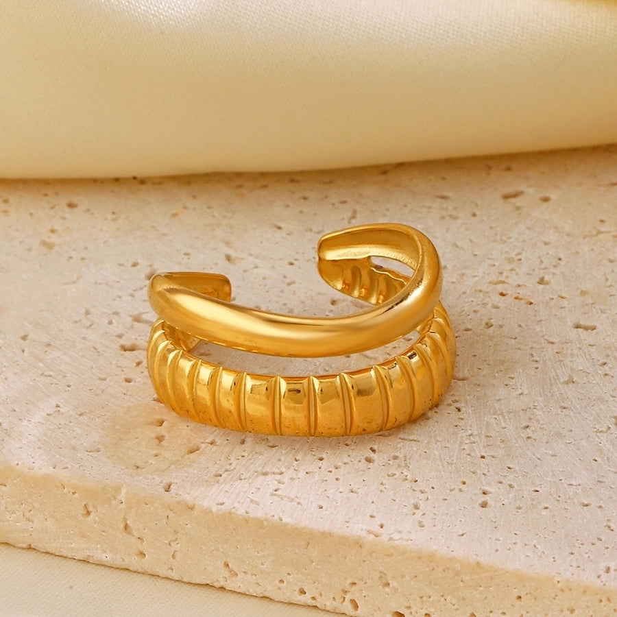 Gold Double Line Open Ring - My Store