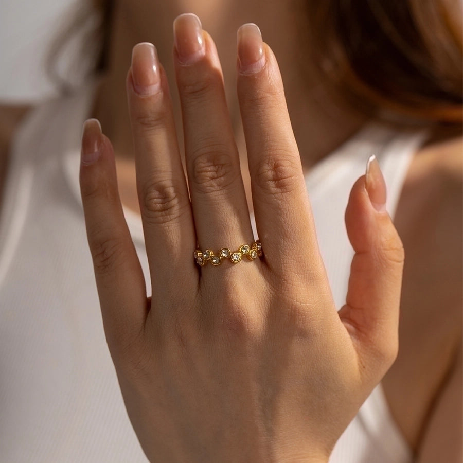 Black & White Zircon Gold Rings - My Store