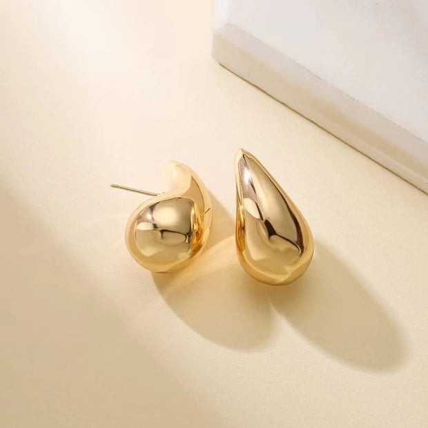 Water Droplet Gold Plated Ear Studs - My Store